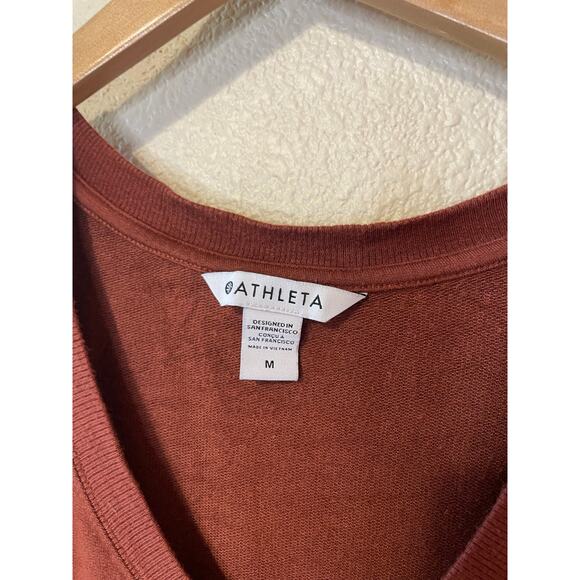 Athleta Burnt Orange V Neckline Long Sleeve Relaxed Athleisure Sweater/Tee Med - Picture 3 of 12
